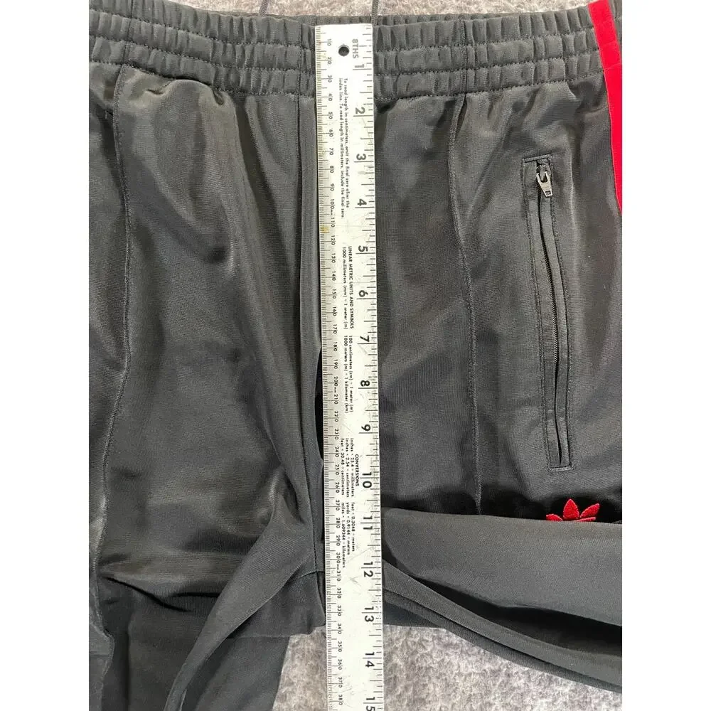 Men’s Black And Red Striped Adidas Sweat Pants Size Medium Trefoil
